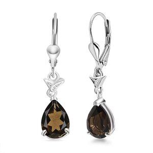 D'Joy Brazilian Smoky Quartz 3.60 ctw Dangling Earrings in Sterling Silver NEW